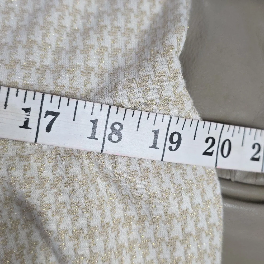 Draper James RSVP Women's Dress Cream/Shimmery Gold Houndstooth Tiered Sz L EUC - Picture 3 of 5